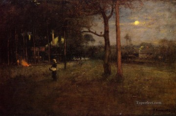 George Inness Painting - Moonlight Tarpon Springs Florida Tonalist George Inness